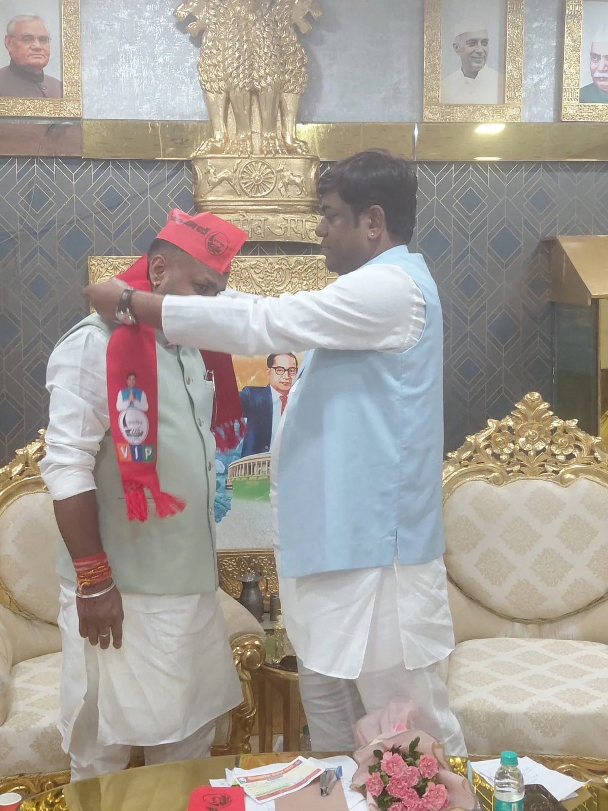 Mukesh Sahani Honoring Anand Vishal with VIP Cap